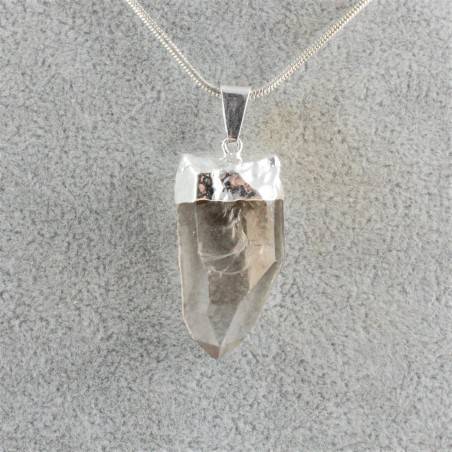 Pendentif Quartz Hyalin Plaqué Argent Collier Cristal de roche PUR Pointe-2