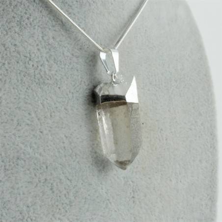 Pendentif Quartz Hyalin Plaqué Argent Collier Cristal de roche PUR Pointe-5