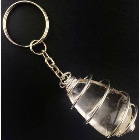 Hyaline QUARTZ Keychain Keyring Handmade Silver Plated Spiral A+-2