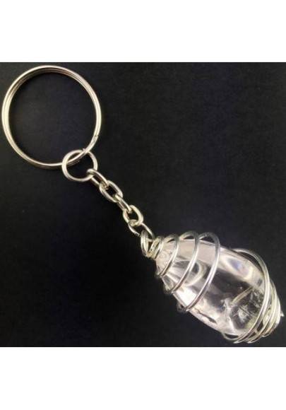 Hyaline QUARTZ Keychain Keyring Handmade Silver Plated Spiral A+-1