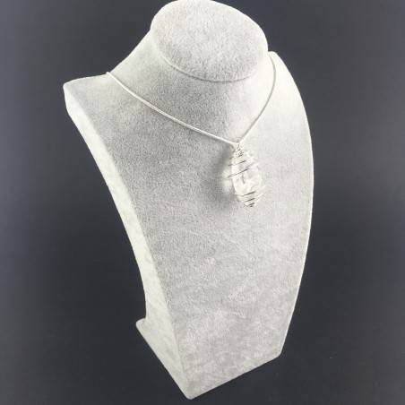 Hyaline Quartz Pendant Handmade Silver Plated Spiral A+-4