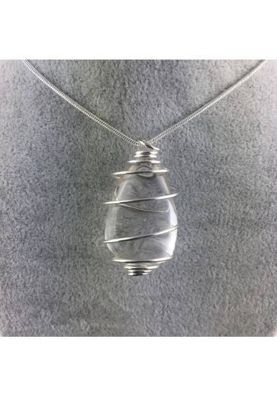Hyaline Quartz Pendant Handmade Silver Plated Spiral A+-1
