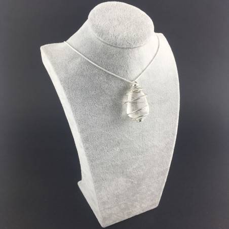 Hyaline Quartz Pendant Handmade Silver Plated Spiral A+-5