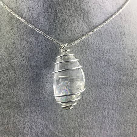 Hyaline Quartz Pendant Handmade Silver Plated Spiral A+-2