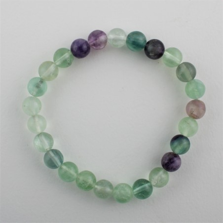 Bracciale in Fluorite Mista Sfere 8mm Braccialetto Cristalloterapia Minerali-1
