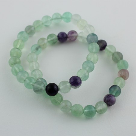 Bracciale in Fluorite Mista Sfere 8mm Braccialetto Cristalloterapia Minerali-2