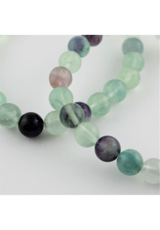 Bracciale in Fluorite Mista Sfere 8mm Braccialetto Cristalloterapia Minerali-3