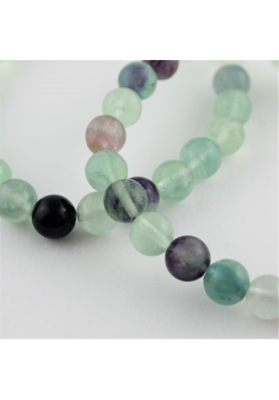 Bracciale in Fluorite Mista Sfere 8mm Braccialetto Cristalloterapia Minerali-3