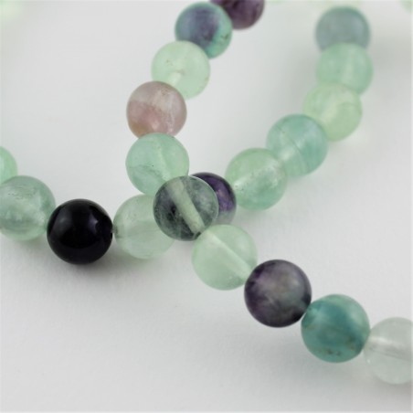 Bracciale in Fluorite Mista Sfere 8mm Braccialetto Cristalloterapia Minerali-3