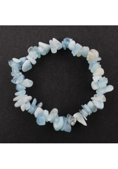 Bracelet Aquamarine Tumbled Chips Mineral Zodiac Gemini Pisces Aries Chakra-1