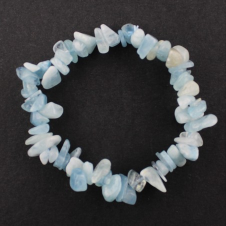 Bracelet Aquamarine Tumbled Chips Mineral Zodiac Gemini Pisces Aries Chakra-1