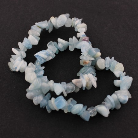 Bracelet Aquamarine Tumbled Chips Mineral Zodiac Gemini Pisces Aries Chakra-2