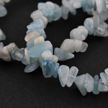 Bracelet Aquamarine Tumbled Chips Mineral Zodiac Gemini Pisces Aries Chakra-3