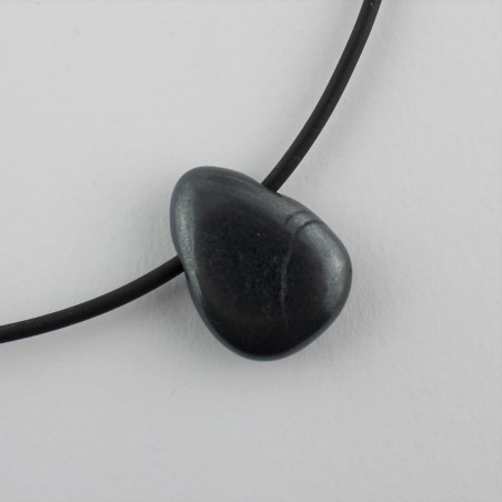 Ciondolo GOCCIA di EMATITE EXTRA Collana Gioielli Nero Lucido Minerali Zodiaco-1
