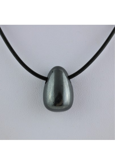 Ciondolo GOCCIA di EMATITE EXTRA Collana Gioielli Nero Lucido Minerali Zodiaco-2