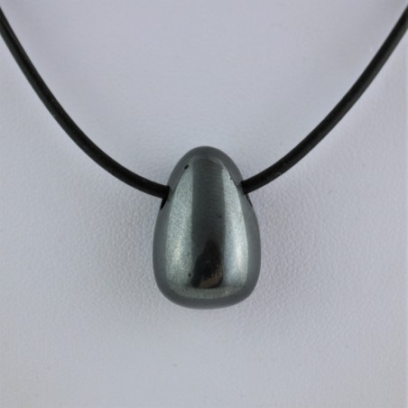 Ciondolo GOCCIA di EMATITE EXTRA Collana Gioielli Nero Lucido Minerali Zodiaco-2