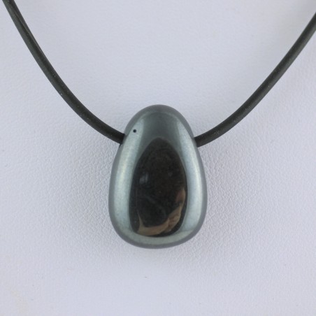 Ciondolo GOCCIA di EMATITE EXTRA Collana Gioielli Nero Lucido Minerali Zodiaco-3