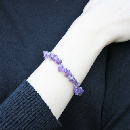 Bracciale in AMETISTA Chips Braccialetto Cristalloterapia Chakra Reiki Zen A+-6