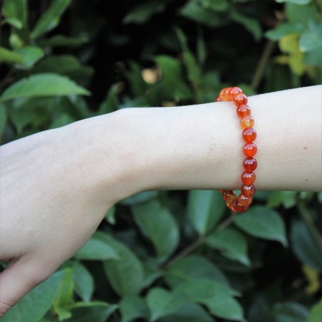 CARNELIAN Crystal AGATE Bracelet Sphere 8mm Zodiac Taurus Leo Cancer Chakra-7