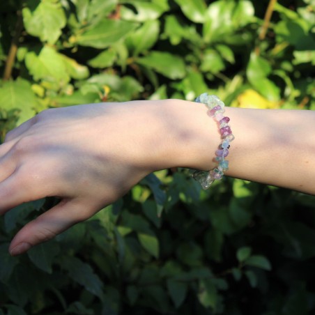 RAINBOW FLUORITE Bracelet Chakra MINERALS Jewels A+ Zodiac Pisces Capricorn-5