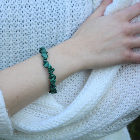 Bracelet chips Tumbled MALACHITE Green Crystal Healing Chakra Reiki Zen-6