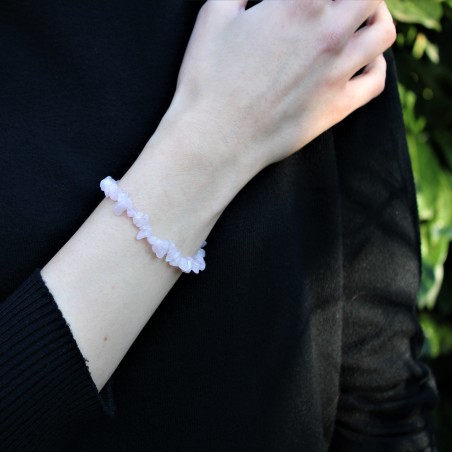 Pulsera Chip de CUARZO ROSA Minerales Cristaloterapia Regalo Zen A+-5