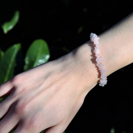 Pulsera Chip de CUARZO ROSA Minerales Cristaloterapia Regalo Zen A+-6
