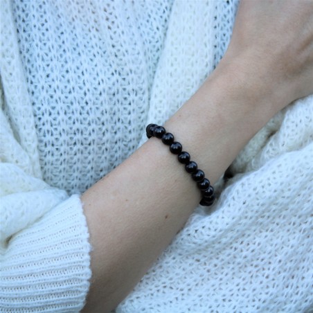 Pulsera Shungite Pulsera a Esferas 8mm Unisex Terapia de Cristales Chakra Reiki-5