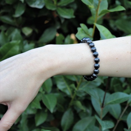 Pulsera Shungite Pulsera a Esferas 8mm Unisex Terapia de Cristales Chakra Reiki-6