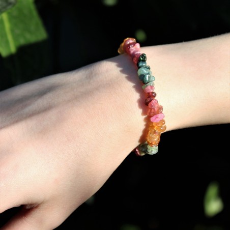 Bracciale Chips TORMALINA Mista Cristalloterapia Chakra Zen Reiki A+-4