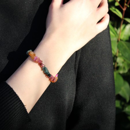 Bracciale Chips TORMALINA Mista Cristalloterapia Chakra Zen Reiki A+-5