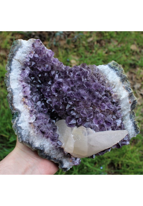 Minerals Druzy Amethyst Geode with calcite Natural Rough Home Decore 3473g-1