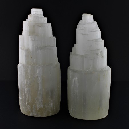 Lampada a TORRE in Selenite Grezza di Alta Qualità - Minerali Arredamento Casa-2