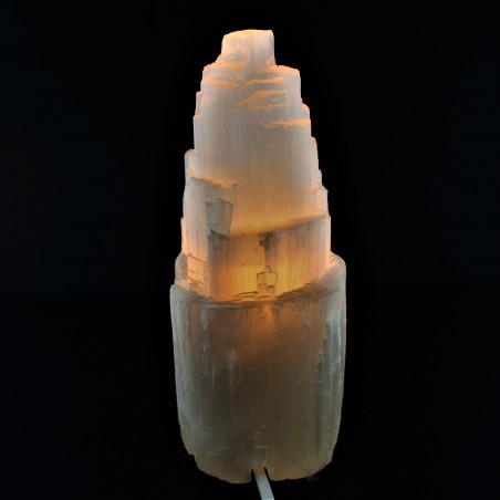 Lampada a TORRE in Selenite Grezza di Alta Qualità - Minerali Arredamento Casa-8
