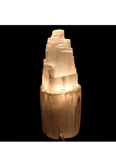 Lampada a TORRE in Selenite Grezza di Alta Qualità - Minerali Arredamento Casa-9