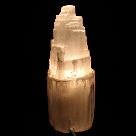 Lampada a TORRE in Selenite Grezza di Alta Qualità - Minerali Arredamento Casa-9