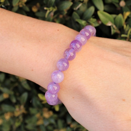 Bracciale in Sfere di AMETISTA Braccialetto Cristalloterapia Chakra Gioielli-2