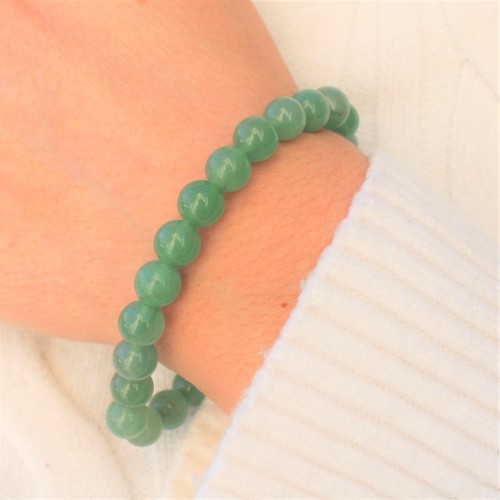 Pulsera de esferas de aventurina verde Pulsera de joyería de chakra de terapia de cristal-2