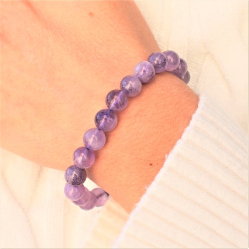 Bracciale in Sfere di AMETISTA Braccialetto Cristalloterapia Chakra Gioielli-3