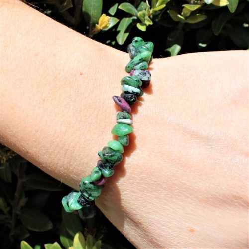 Bracelet Anyolite Ruby Zoisite Chips Reiki Crystal Therapy-2