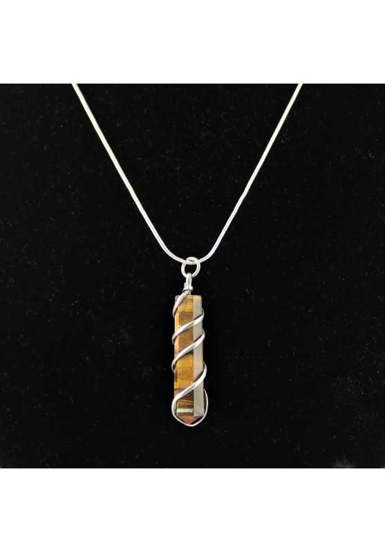 Pendentif obélisque L'oeil du tigre Collier Bijou Cristal thérapie Chakras Zen-1
