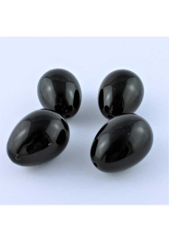 Yoni Egg Ossidiana Nera Naturale Forato esercizi Kegel Pietra Massaggio Ovale-1