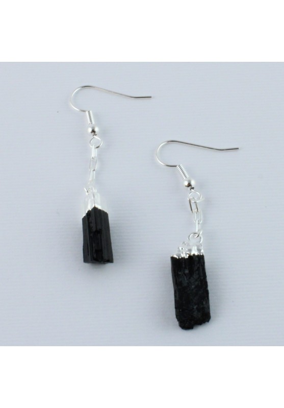 Earrings Rough Black Tourmaline Stone no Elettrosmog Crystal Healing Chakra Zen-2