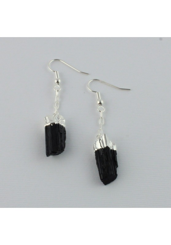 Colgante en TURMALINA NEGRA en Bruto Plateada Plata Capricornio zodíaco-1