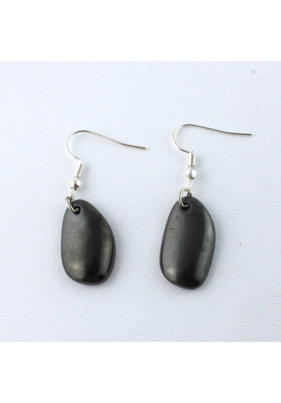 Boucles d'oreilles Shungite roulée Minéraux Thérapie par les cristaux protection Charbon-1