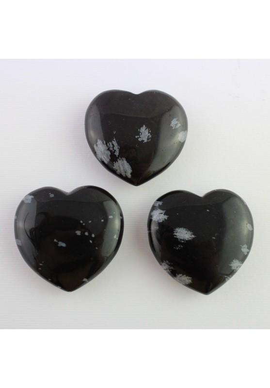 CUORE in OSSIDIANA Fiocco di Neve Massaggio AMORE Cristalloterapia Chakra Reiki-3