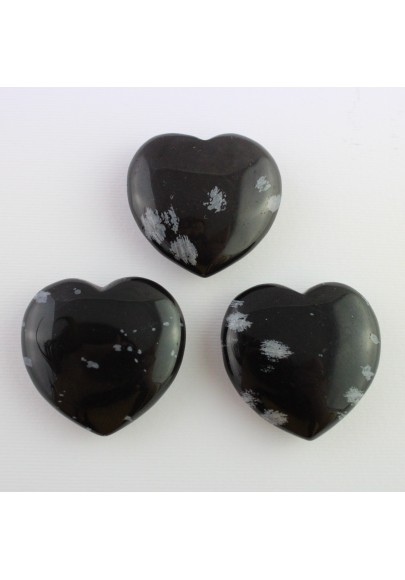 Cœur dans Obsidienne flocon de neige Massage Amour Cristal thérapie Chakra Reiki