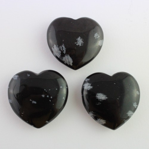 Cœur dans Obsidienne flocon de neige Massage Amour Cristal thérapie Chakra Reiki