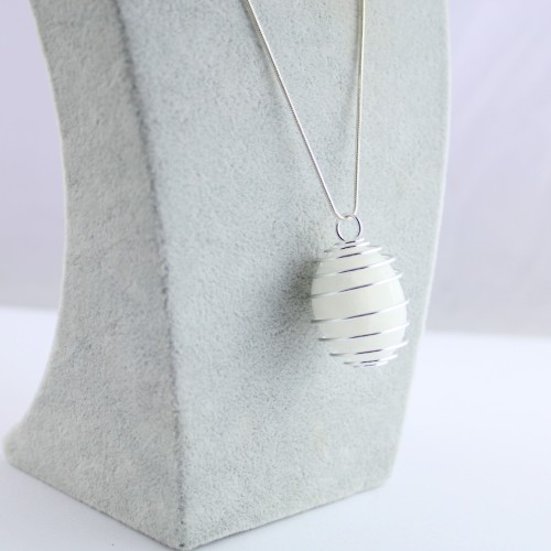 Colgante SELENITA Hecho a Mano Espiral Chapado en Plata Regalo A+-2
