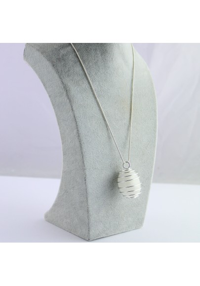 Colgante SELENITA Hecho a Mano Espiral Chapado en Plata Regalo A+-1